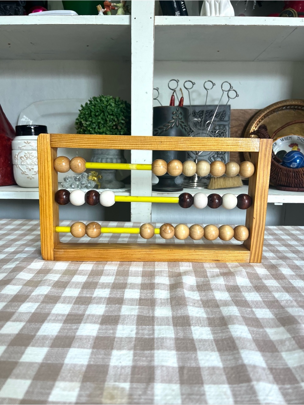 Vintage wood abacus wood beads adding